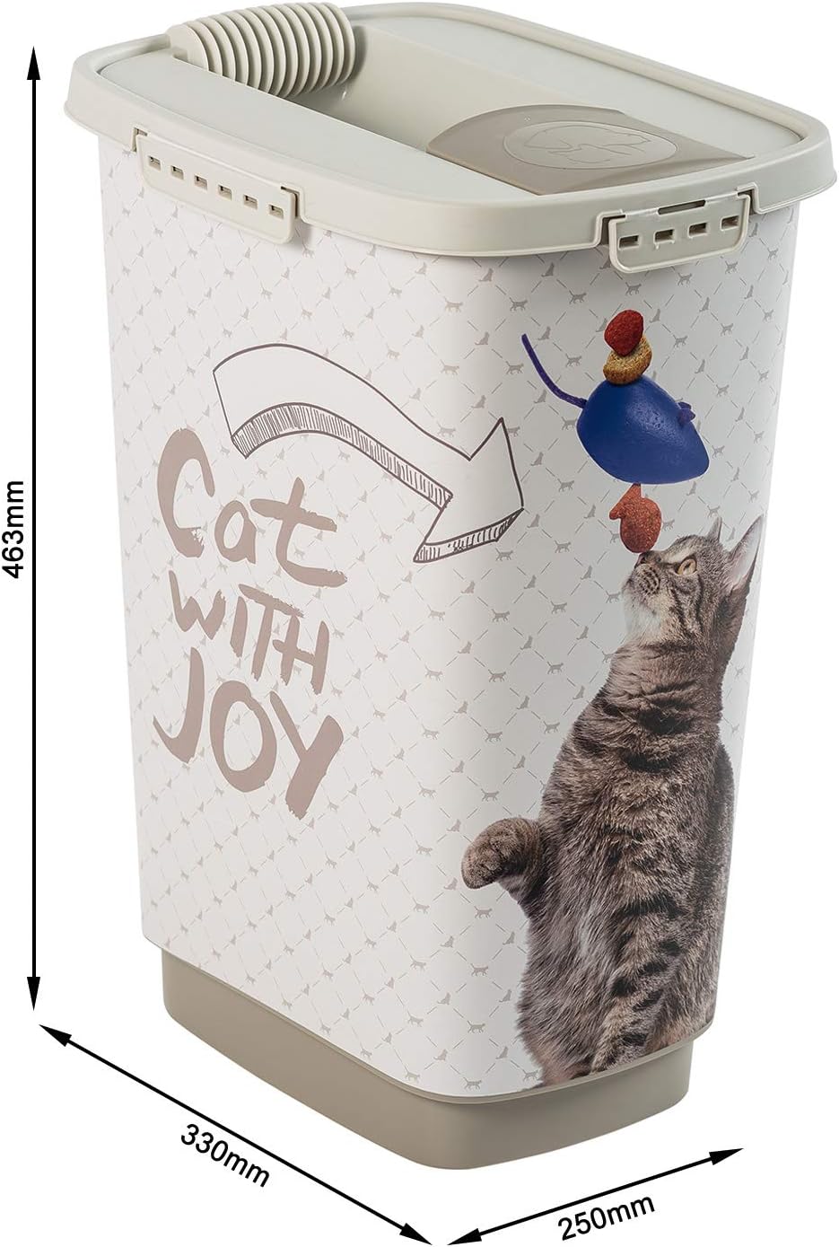 Rotho Mypet Cody 25 Litre Pet Food Container with Lid and Pourer, BPA-Free Plastic (PP), Anthracite/White, 25 Litres (33.0 x 25.0 x 46.2 cm)