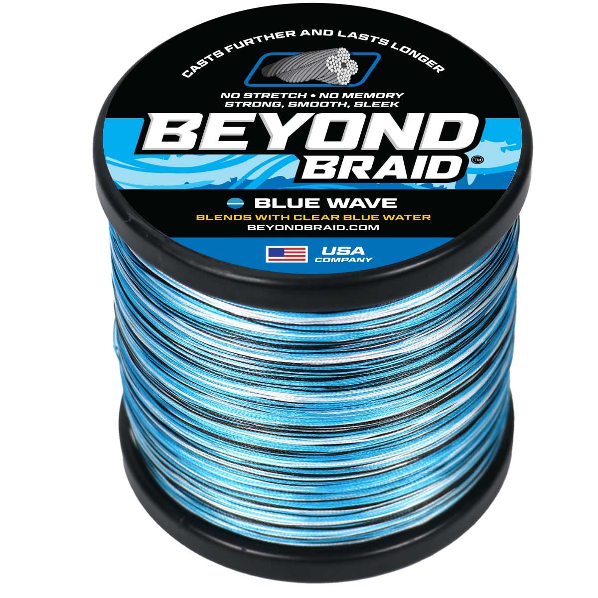 Beyond Braid Braided Fishing Line -Super Strong - Abrasion Resistant - No Stretch -Blue Camo, Moss Camo, White, Green, Pink, Blue, 4 Strand 8 Strand