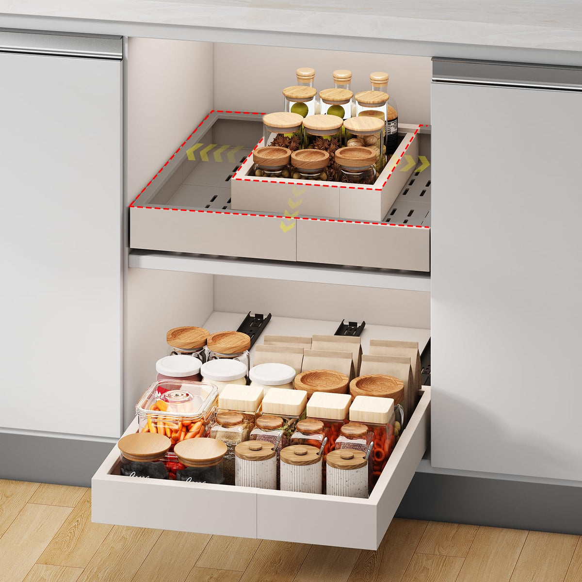 Fokyfok Pull Out Cabinet Organizer,23"-31"W,17"-24"D,Expandable,Adhesive