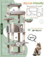 Taoqimiao Heavy-Duty Cat Tree, 71 in Cat Tower for Large Cats 20lbs+