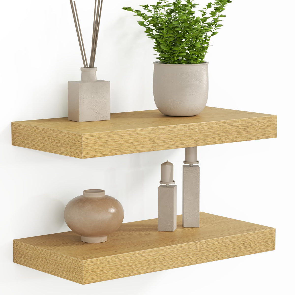 Fun Memories Floating Shelves - 2 Pack 12 Inch Rustic Wooden Wall Shelves - Extra Deeper & Thicker Wall Mounted Storage Shelf for Living Room, Kitchen, Farmhouse - 36" W x 12" D x 1.8" H - Brown