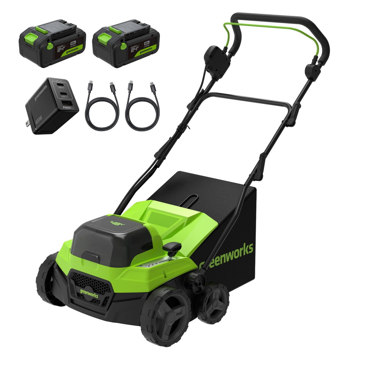 Greenworks 13 Amp 14-Inch Corded Dethatcher / Scarifier, 2-in-1 Electric Lawn Rake with 3-Position Depth Adjustment & Push-Button Start, Lawn Care Tool for Healthy Yard Maintenance