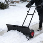 IRONMAX 36" Wide Snow Shovel for Driveway with Wheels, Black