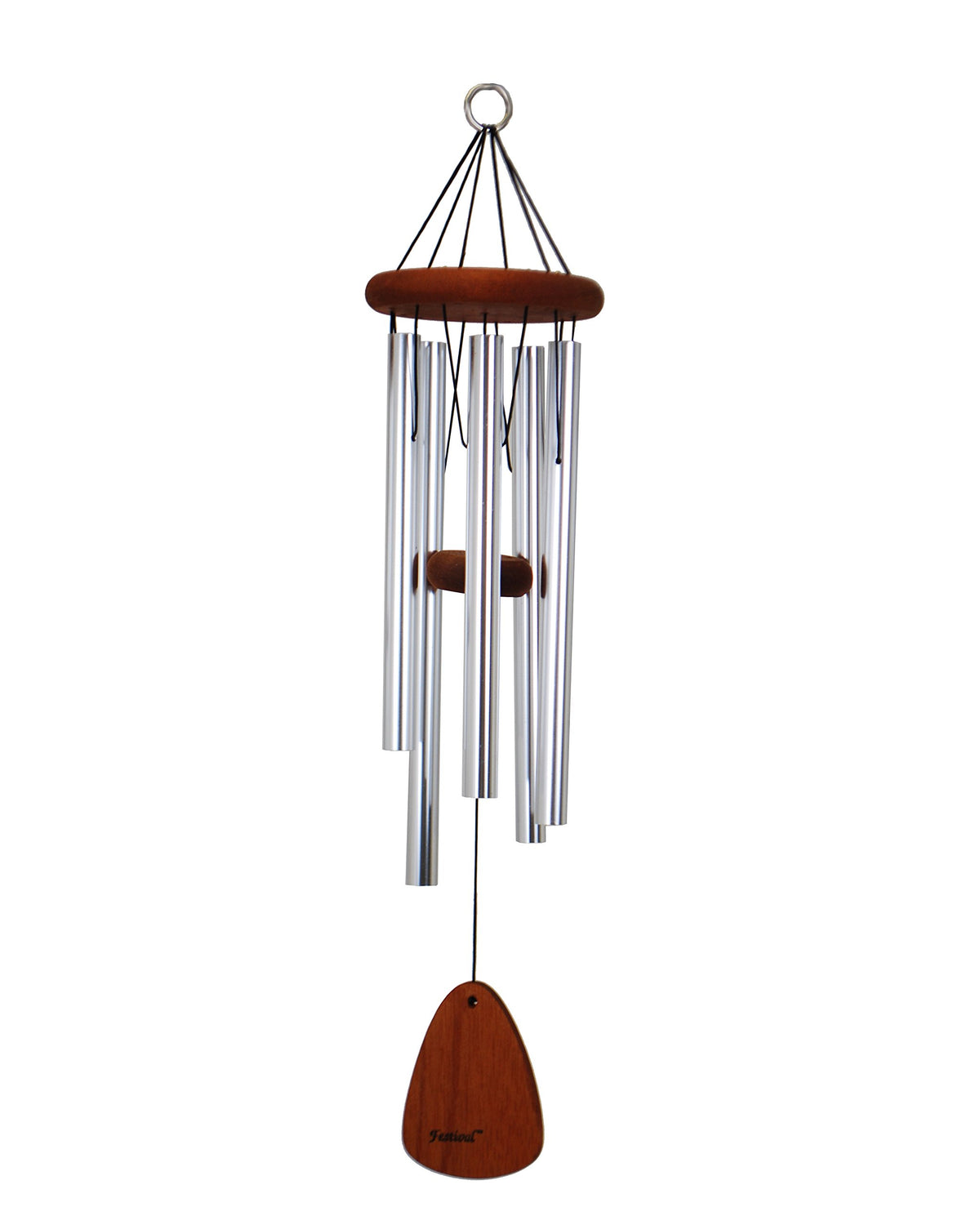 Festival 28-inch Redwood Wind Chime w/Customization in Silver by Wind River for Patio, Backyard, Garden, and Outdoor décor. Made in the USA