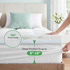 MASVIS 4 Inch Queen Mattress Topper, 2-in-1 Dual Layer Design, 2" Gel Memory Foam and 2" Pillow Top Mattress Pad Cover, Viscose Made from Bamboo, Pressure Relief & Medium Firm Support