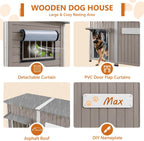 Ketive 55" Extra XL Wooden Outdoor Dog House with Iron Frame for Large Dogs