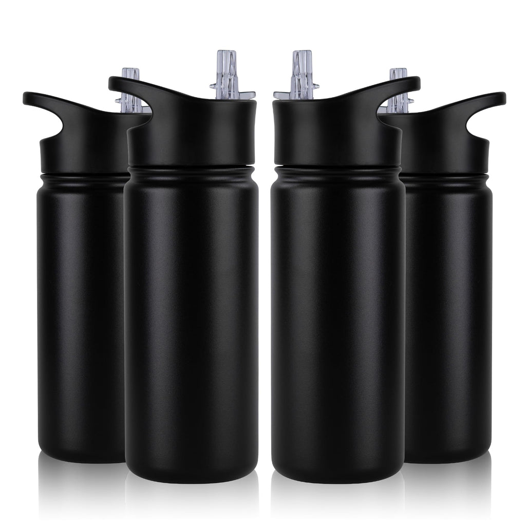32 oz Insulated Water Bottle Bulk 8 Pack, Stainless Steel Sports Water Bottles with Straw Lid & Wide Mouth Lids, Double Walled Vacuum, Leak Proof, White