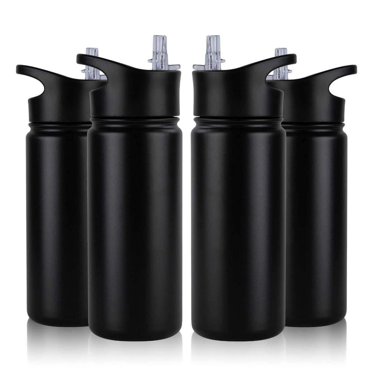 32 oz Insulated Water Bottle Bulk 8 Pack, Stainless Steel Sports Water Bottles with Straw Lid & Wide Mouth Lids, Double Walled Vacuum, Leak Proof, White