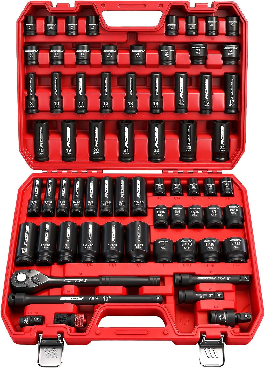 Premium 132-Piece Mechanics Tool Set, SAE/Metric 1/4" & 3/8" Drive Socket Set, Ratcheting Wrenches, Extensions & Adapters, Quick-Release Ratchet, Professional Auto Repair Tool Kit with Storage Case