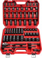 Premium 132-Piece Mechanics Tool Set, SAE/Metric 1/4" & 3/8" Drive Socket Set, Ratcheting Wrenches, Extensions & Adapters, Quick-Release Ratchet, Professional Auto Repair Tool Kit with Storage Case