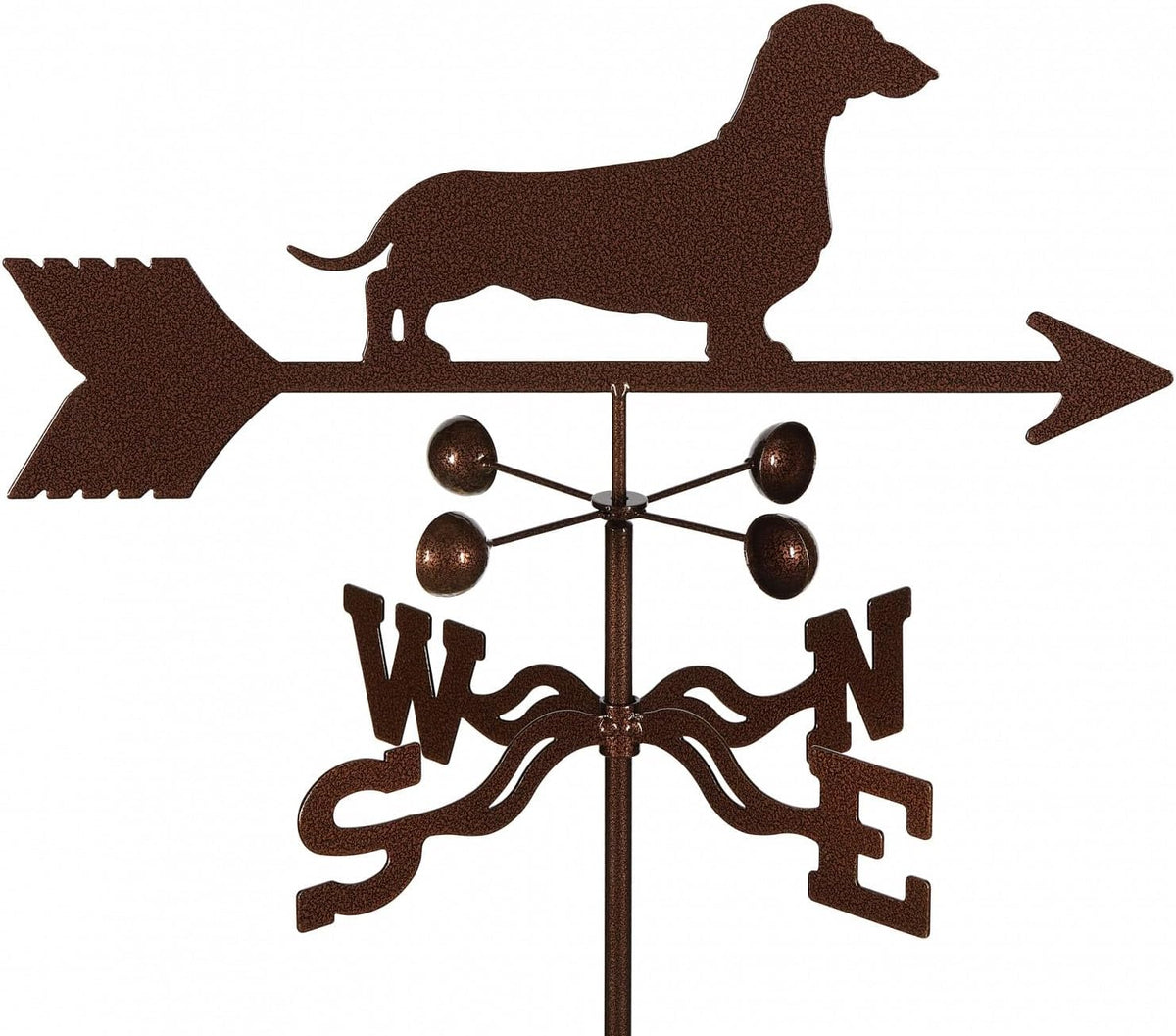 EZ Vane Steel Dachshund Weathervane with Wind Cups — Roof Mount