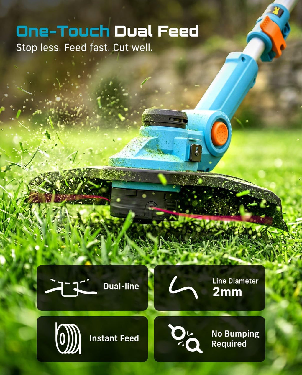 SEESII 13" String Trimmer Electric Weed Wacker with 2x4000mAh Batteries