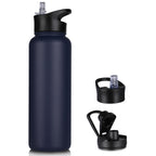 32 oz Insulated Water Bottle Bulk 8 Pack, Stainless Steel Sports Water Bottles with Straw Lid & Wide Mouth Lids, Double Walled Vacuum, Leak Proof, White
