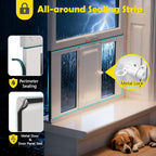 Dog Door for Window, Aluminum Frame Window Pet Door, Adjustable to Fit 27"-32" Width Sliding Windows, Magnetic Closure, Fits Dogs up to 100lb, Large