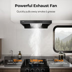 FOGATTI RV Range Hood 22" Ductless 12V Black, Charcoal Filter, LED Light