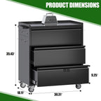 3-Drawer Rolling Tool Chest with Wheels, Pegboard and Push Handle