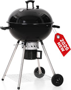 22 inch Kettle Charcoal BBQ Grill with Wheels for Outdoor Cooking
