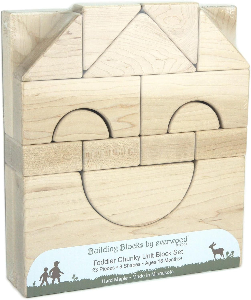 23 pc Toddler Chunky Hard Maple Wooden Block Set