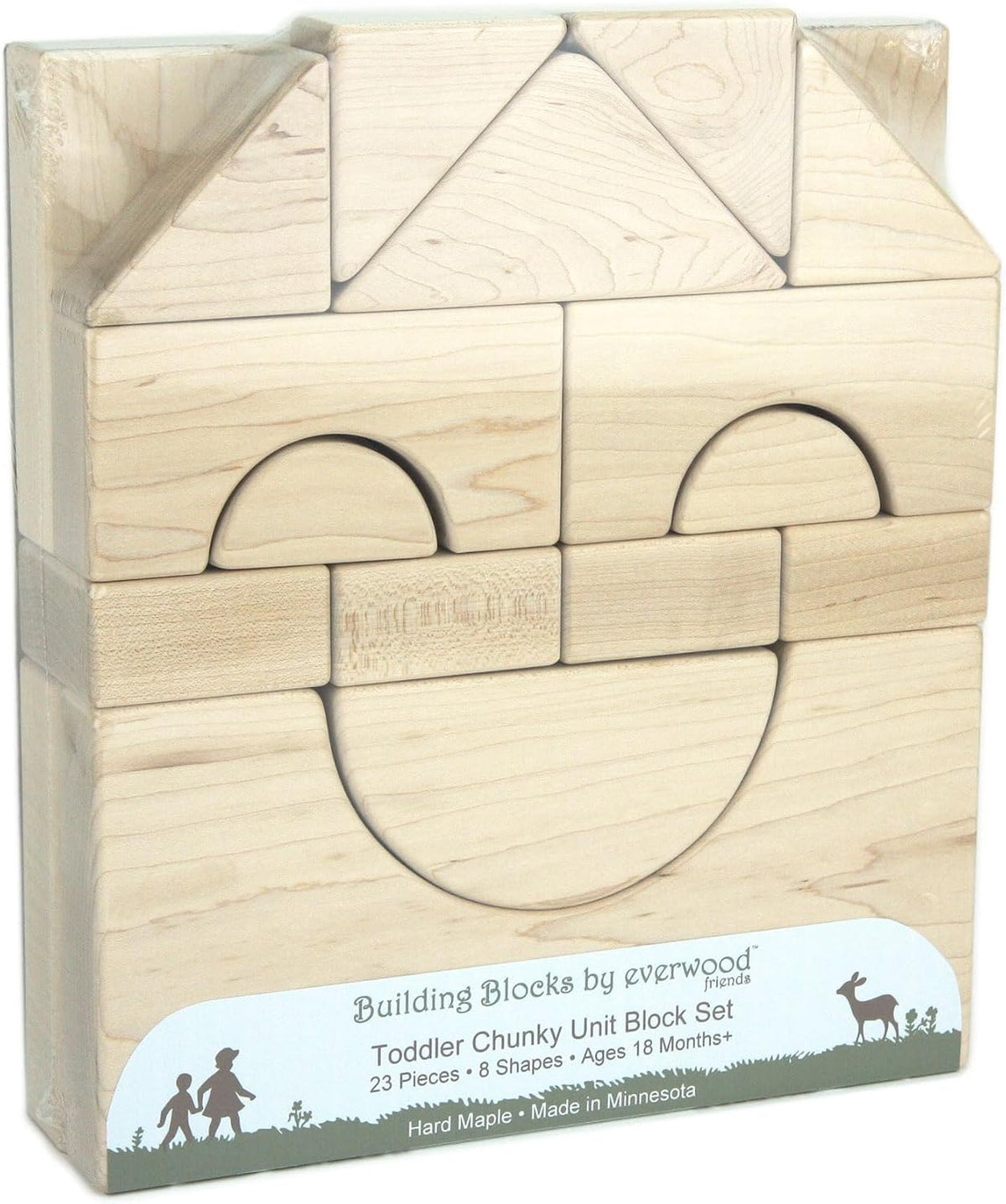 23 pc Toddler Chunky Hard Maple Wooden Block Set