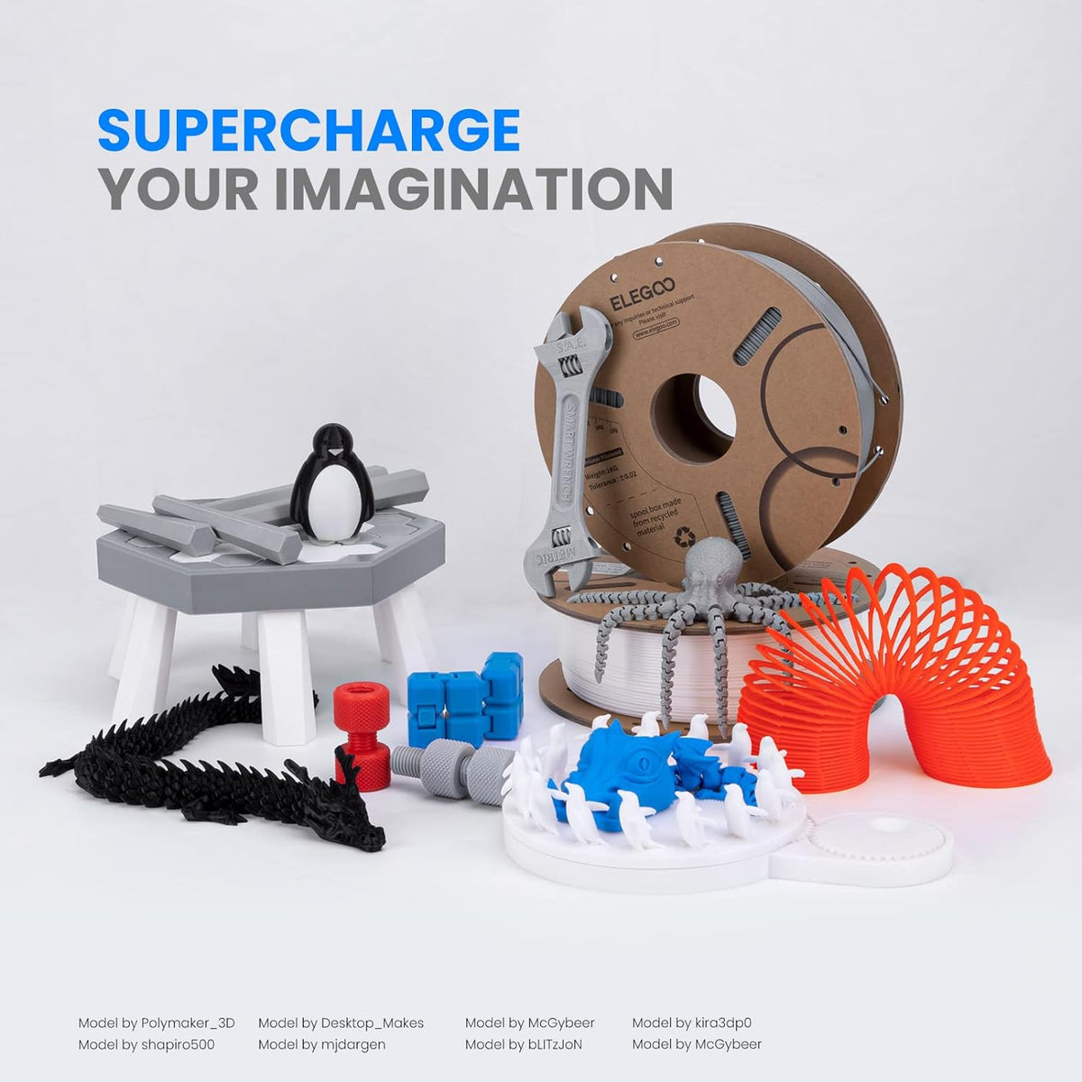 ELEGOO PLA 3D Printer Filament 1.75mm Bundle Multicolors 10KG