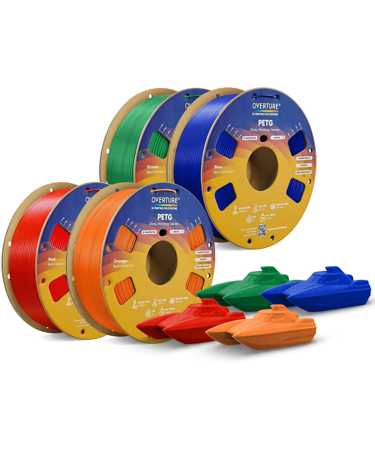OVERTURE 10KG Bundle High Speed PETG Filament 1.75mm, 3D Printer Filament