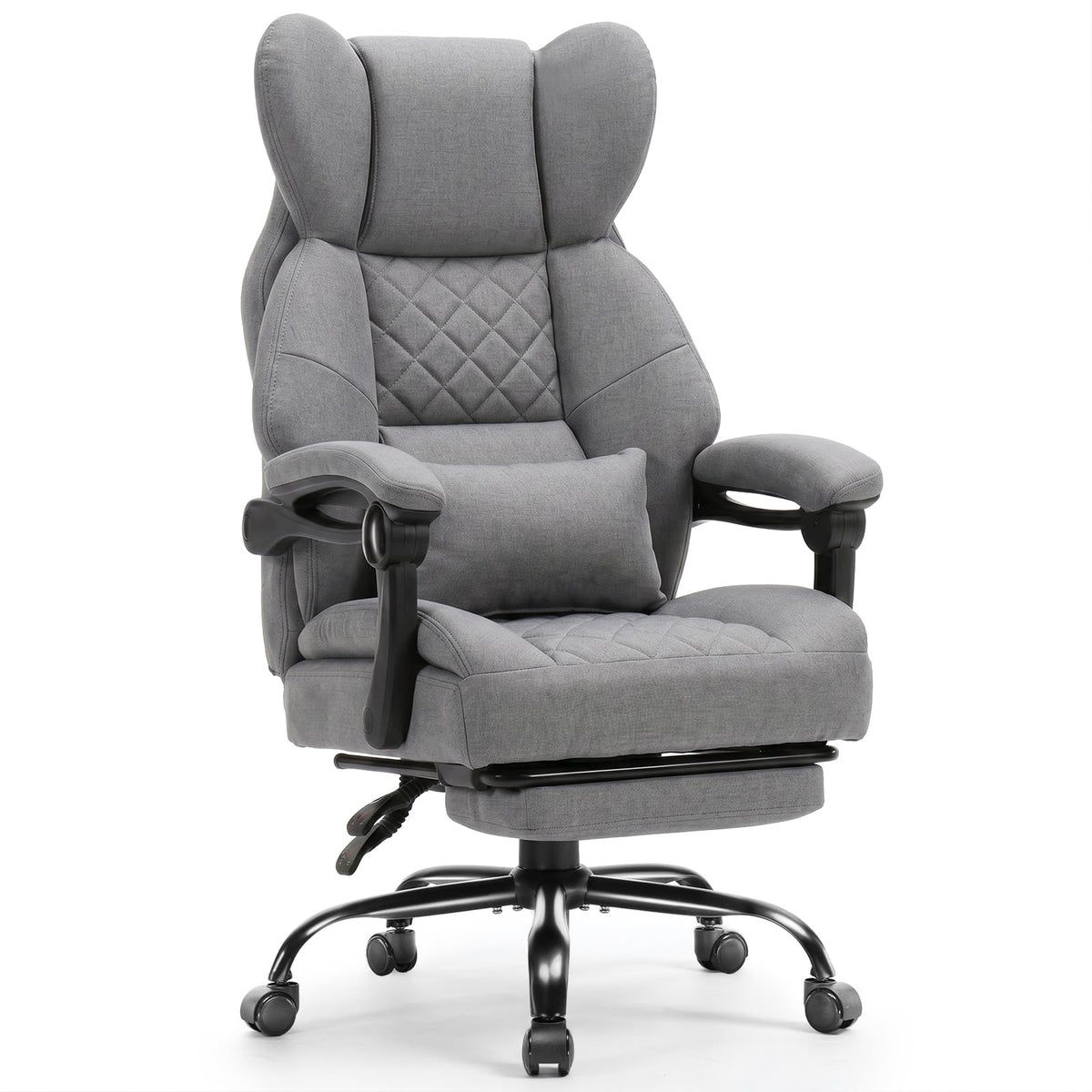 GTPLAYER Big&Tall Ergonomic Gaming Chair, Wide Spring Seat, Linkage Armrest,Earth BLK