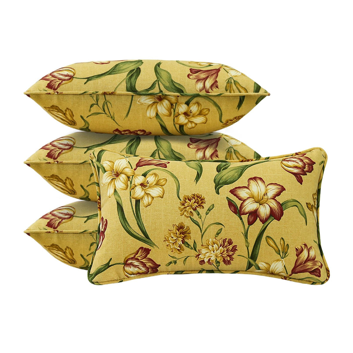 4 Pack Sunbrella Outdoor Water Repellent Throw Pillows 18x18 Inch with Insert, Decorative Square Patio Pillows for Home Garden Couch Balcony, Canvas Camel