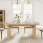 GarveeHome 63" Long Oval Dining Table with Wooden Base for 4-6 People