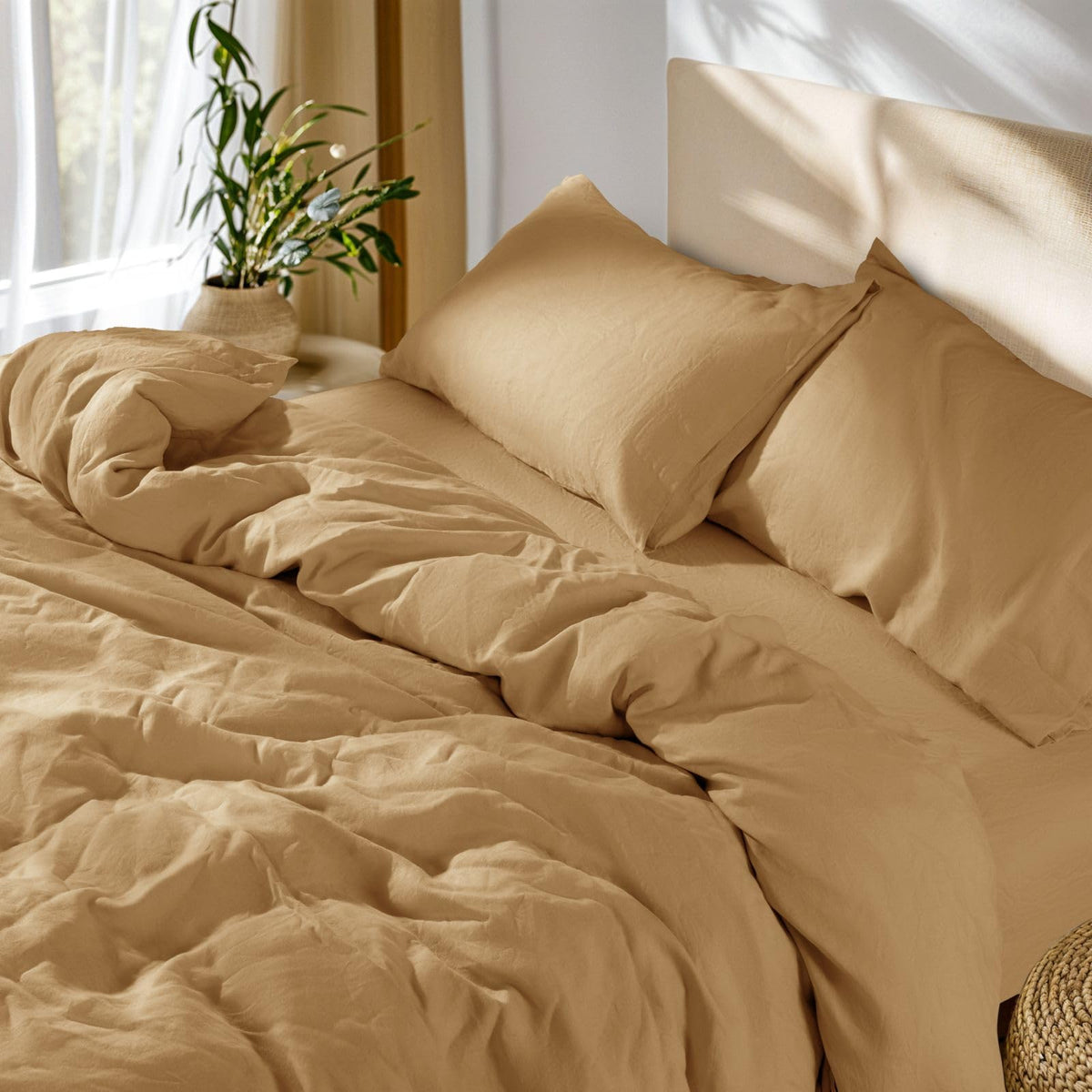 SONORO KATE 100% French Linen King Duvet Cover Set,Zipper Closure,3PC