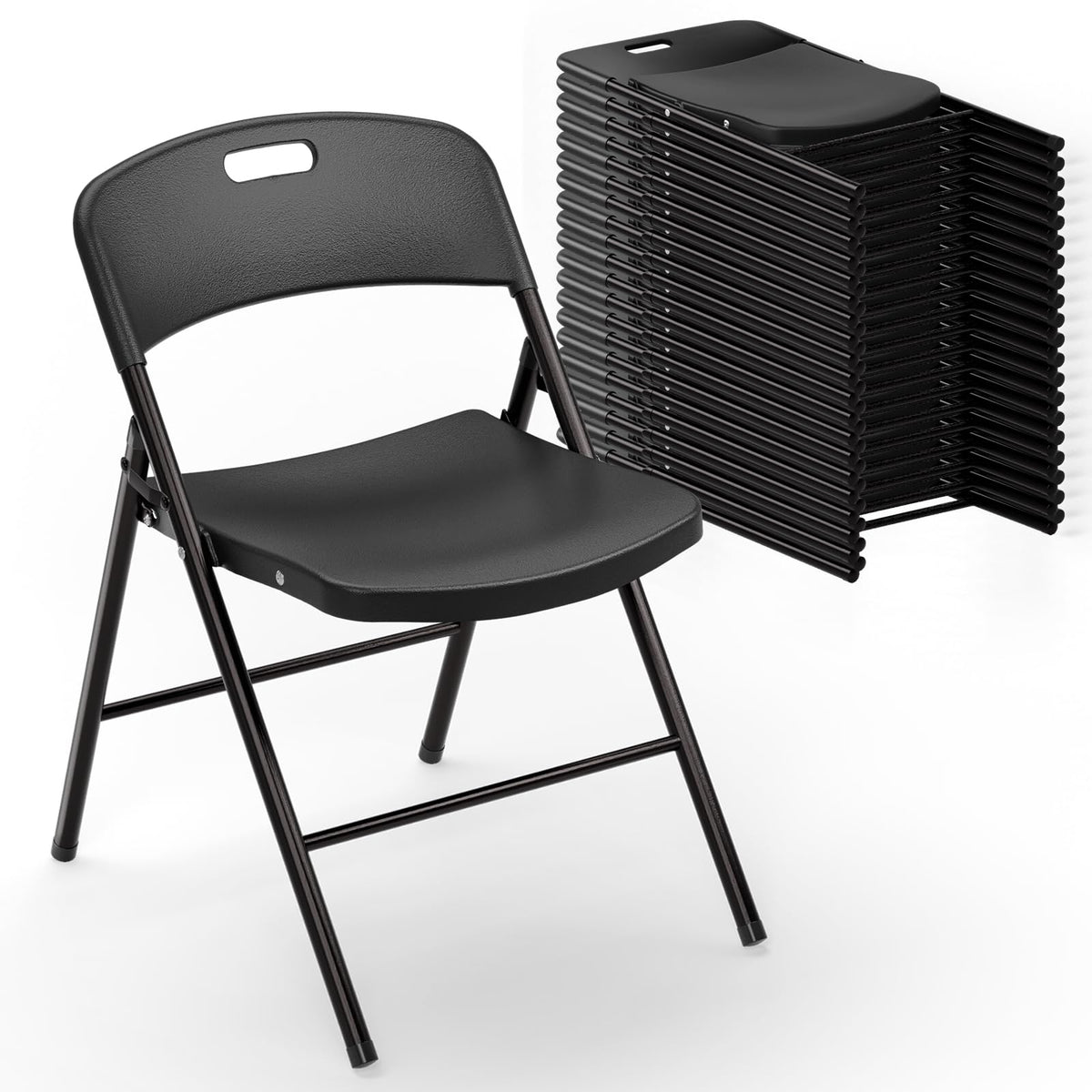 VINGLI Folding Chairs, Plastic Foldable Chair, Capacity up to 350 lbs, Portable Seating for Indoor Outdoor Events Parties Camping Work School Commercail (12, White)