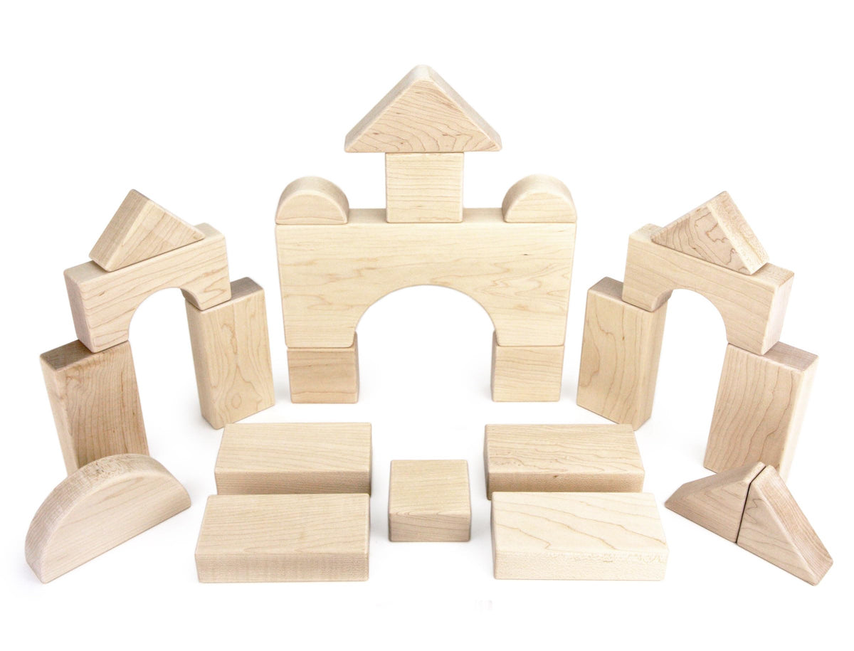 23 pc Toddler Chunky Hard Maple Wooden Block Set