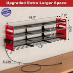 Power Tool Organizer Wall Mount, 12-Drill 4-Tier Charging Station, Red