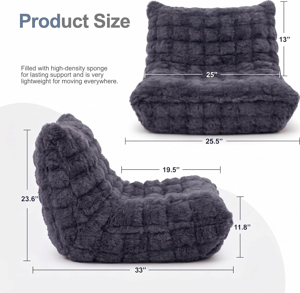 Memory Foam Bean Bag Chairs with Filler Faux (Dark Grey)