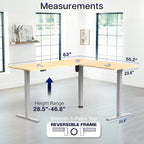 VIVO Light Wood 63 x 55 in Corner Standing Desk, DESK-E3CTGC