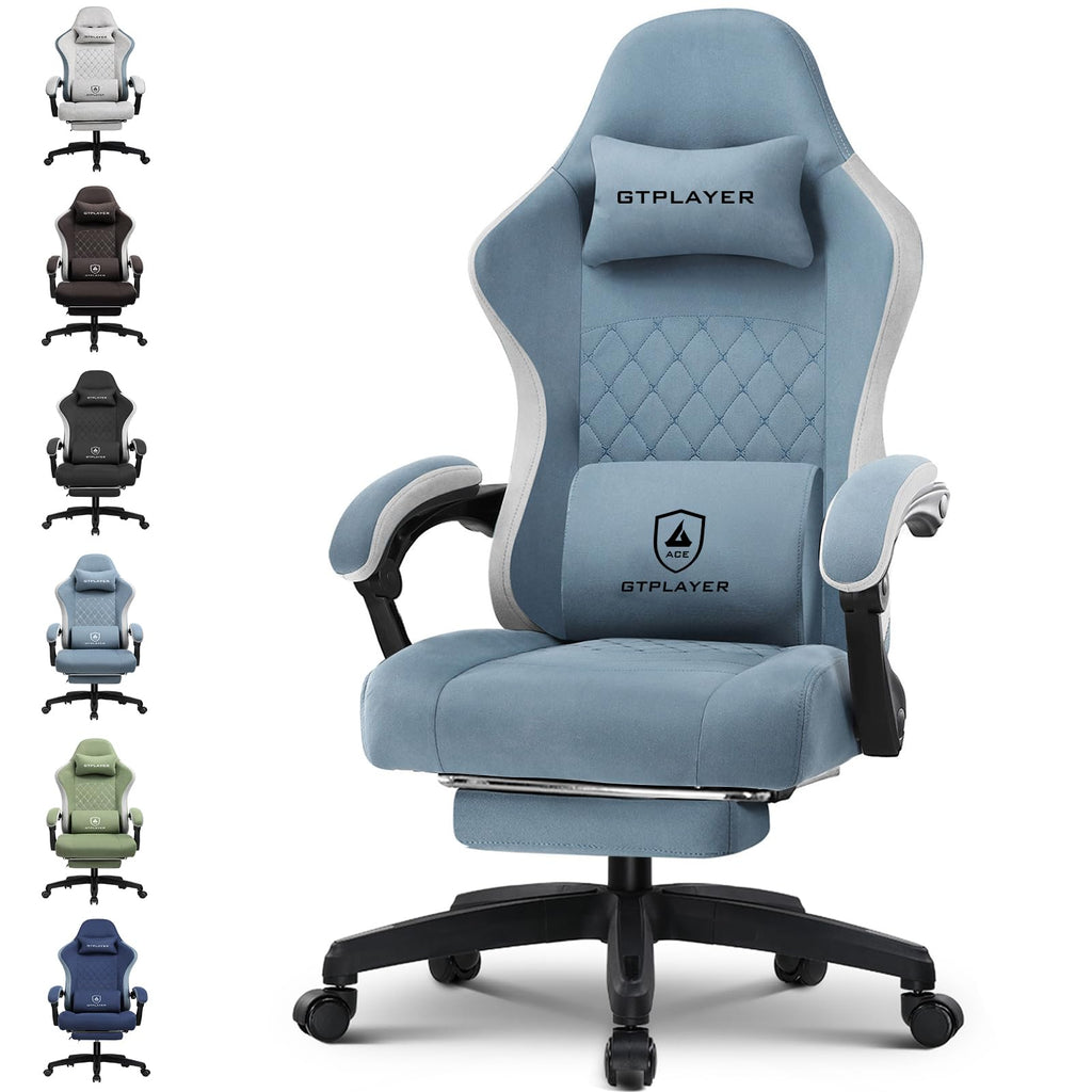 GTPLAYER Gaming Chair, Computer Office Chair with Pocket Spring Cushion, Linkage Armrests and Footrest, High Back Ergonomic Computer Chair with Lumbar Support Task Chair with Footrest(Black)