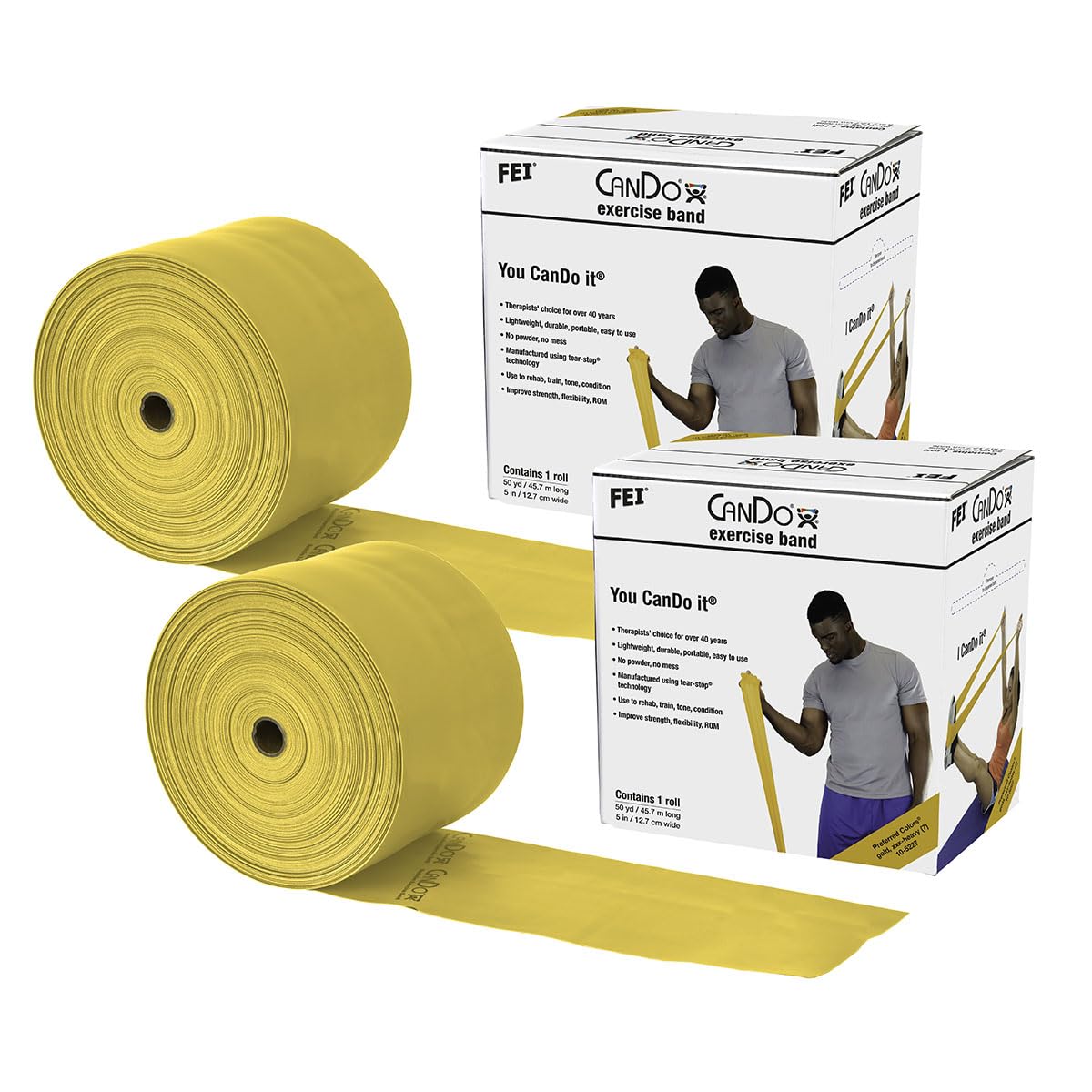 CanDo Twin-Pak Exercise Band, Green, 100 Yard