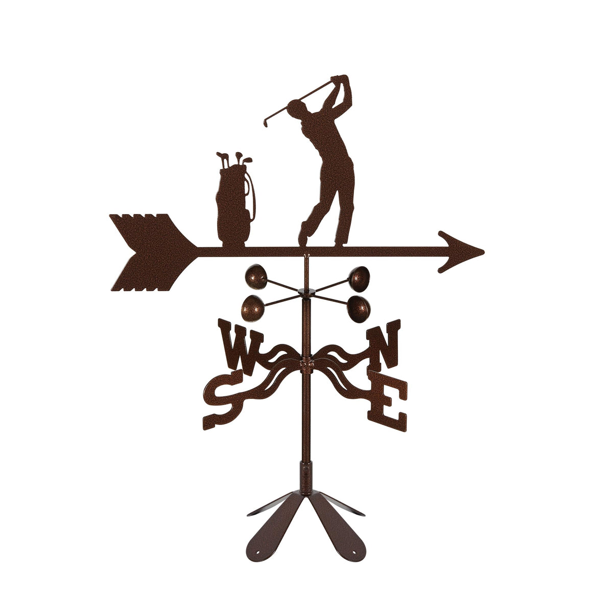 EZ Vane Steel Male Golfer Weathervane with Wind Cups — 4-Sided Mount