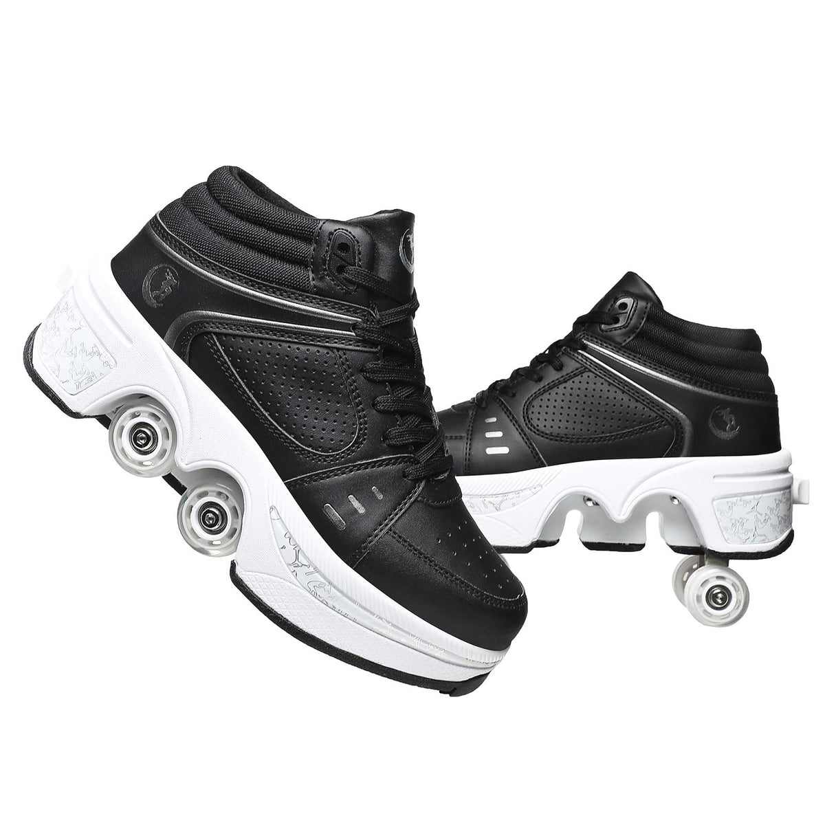Double-Row Deform Wheel Automatic Walking Shoes Invisible Deformation Roller Skate 2 in 1 Removable Pulley Skates Skating Parkour
