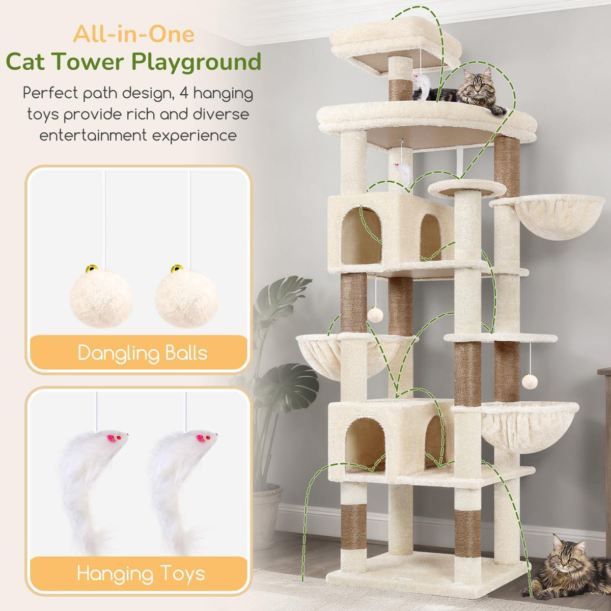 Globlazer 82in Extra Large Cat Tree Tower for Indoor Cats Large Adult, S82