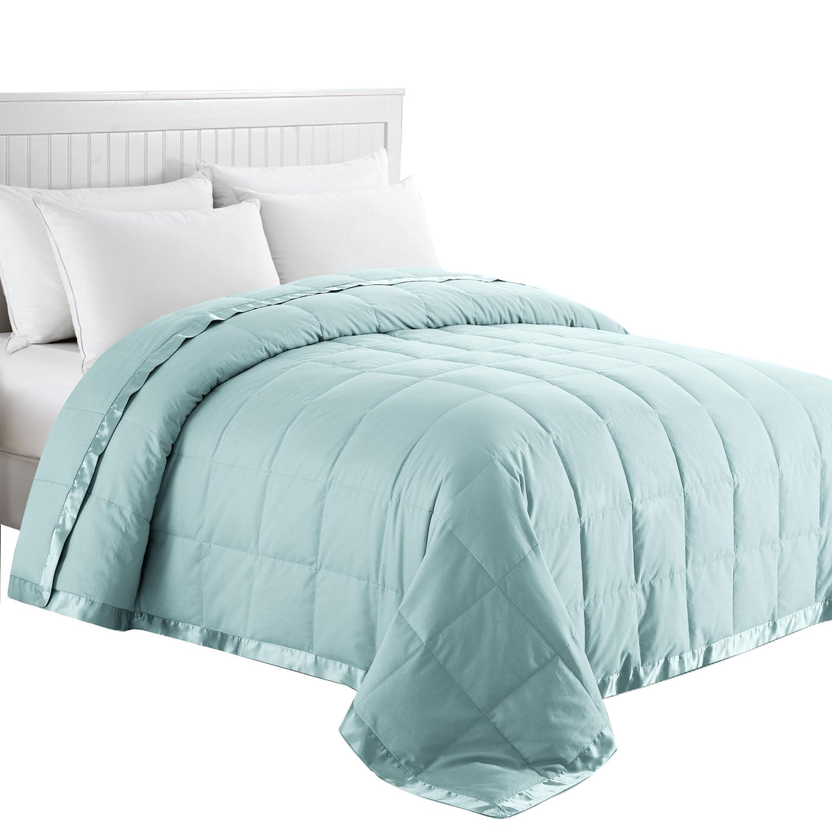 puredown® Blankets Queen Size - Soft Lightweight Down Blanket for Bed, Cozy Warm Luxury Bed Blanket with Satin Trim, White (90"X90")