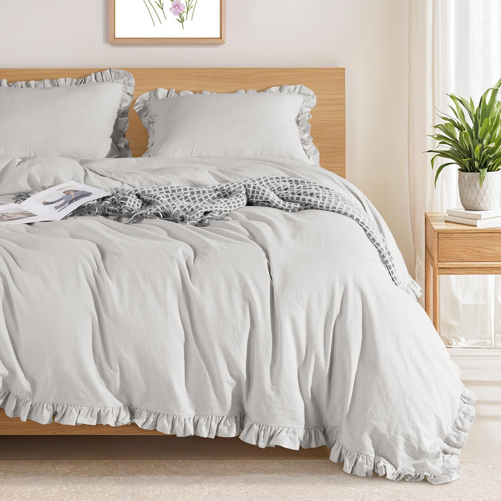 Shilucheng 100% Linen King Duvet Cover Set, Linen