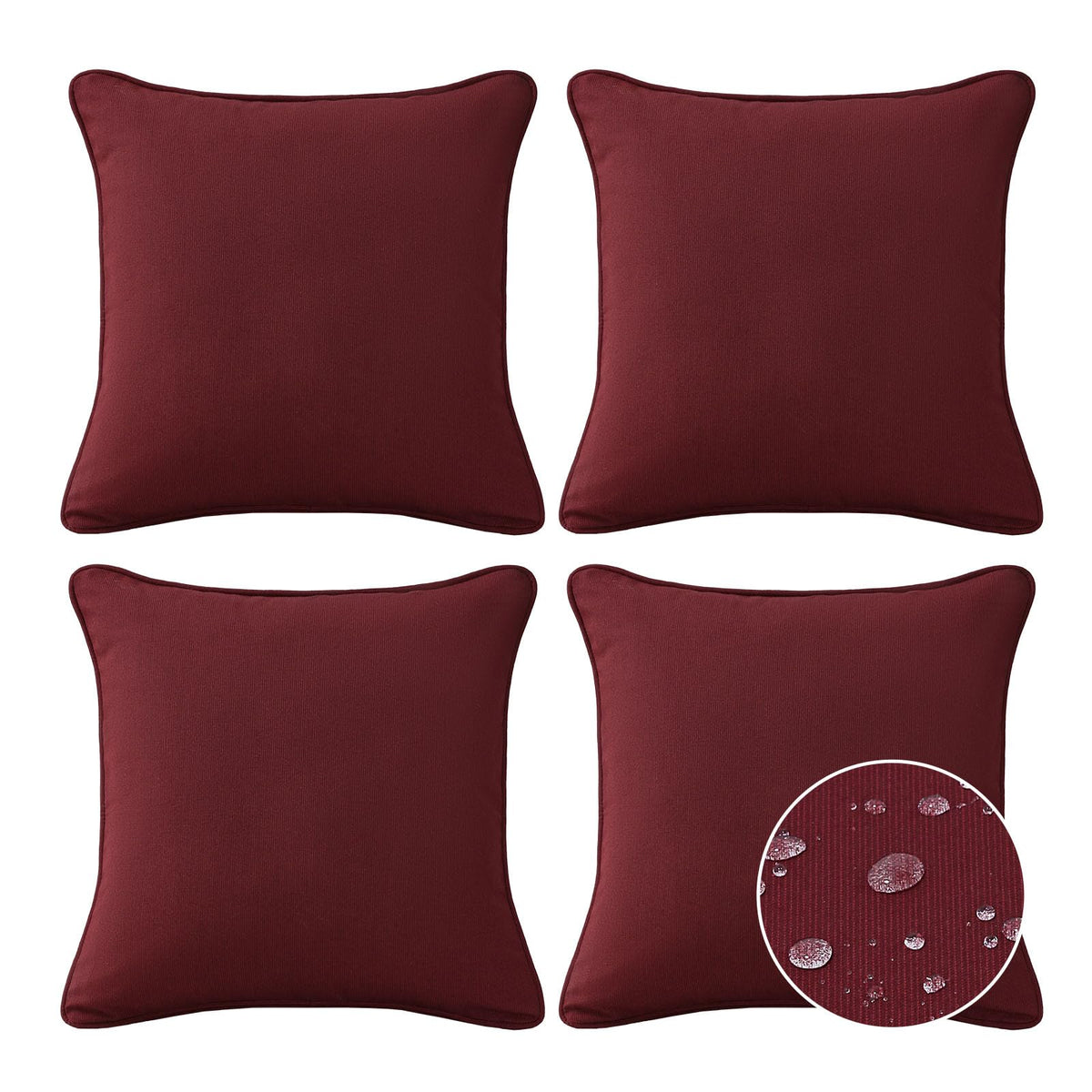Sunbrella Decorative Outdoor Water Repellent Throw Pillows with Inserts, Set of 4, 18" x18" Pillows for Patio, Backyard, Bed, Couch, and Patio Furniture, Specrtum Pebble