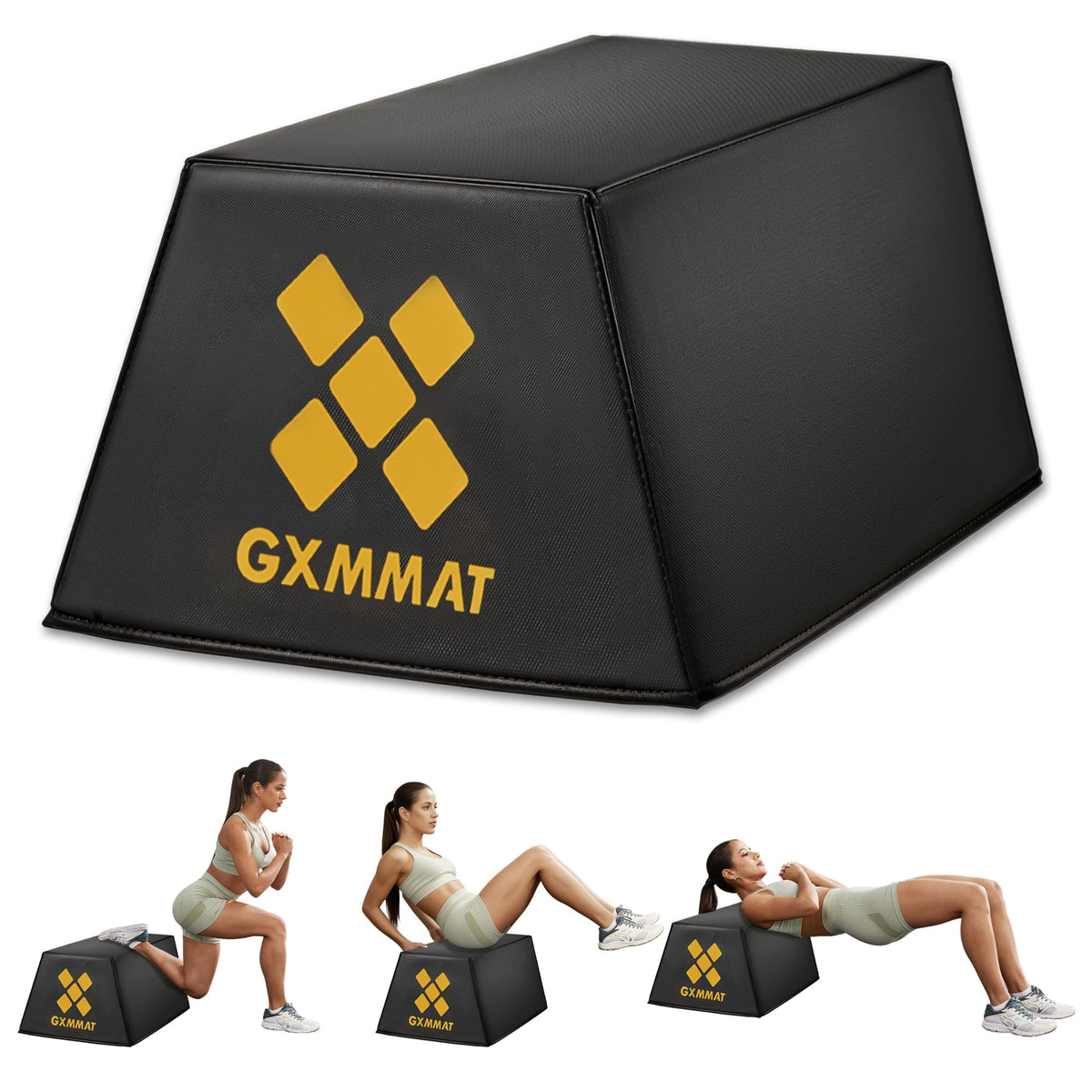 GXMMAT Hip Thrust Bench, Multi-Functional Hip Thrust Machine with Non-Slip Bottom Surface, Hip Thrust Box at Home Gym for Glute Bridge, Push-Ups, Squat, Ab Exercise, and All Body Workout Equipment