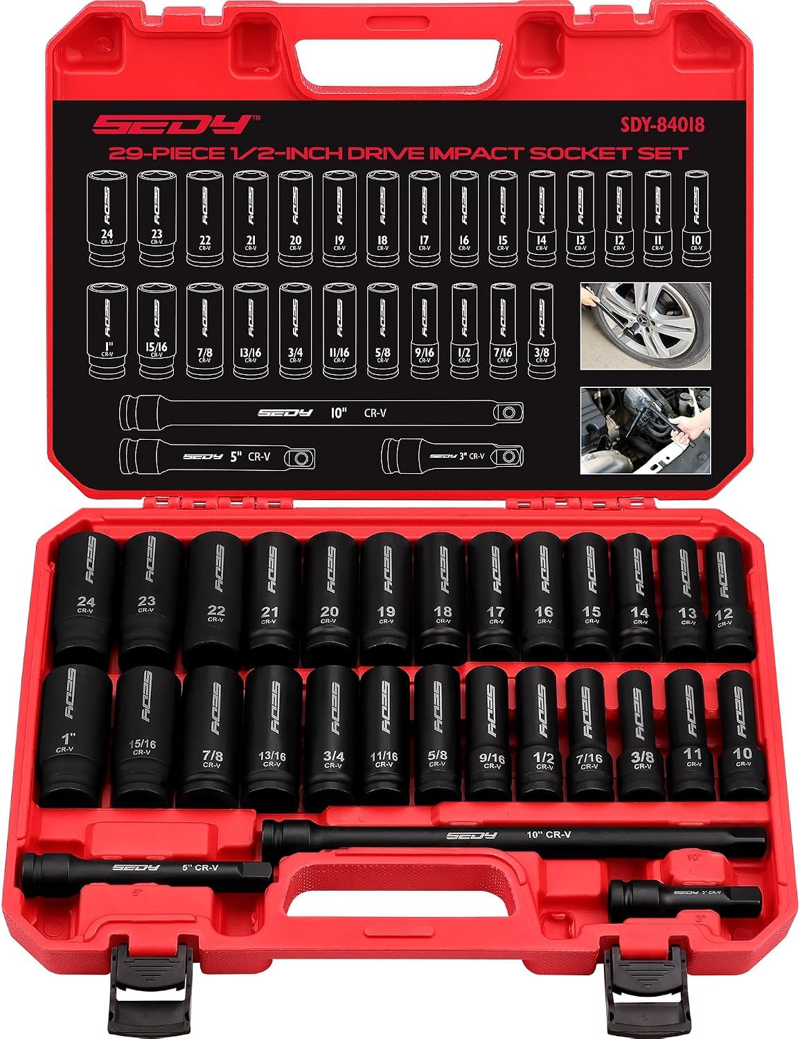 Premium 132-Piece Mechanics Tool Set, SAE/Metric 1/4" & 3/8" Drive Socket Set, Ratcheting Wrenches, Extensions & Adapters, Quick-Release Ratchet, Professional Auto Repair Tool Kit with Storage Case