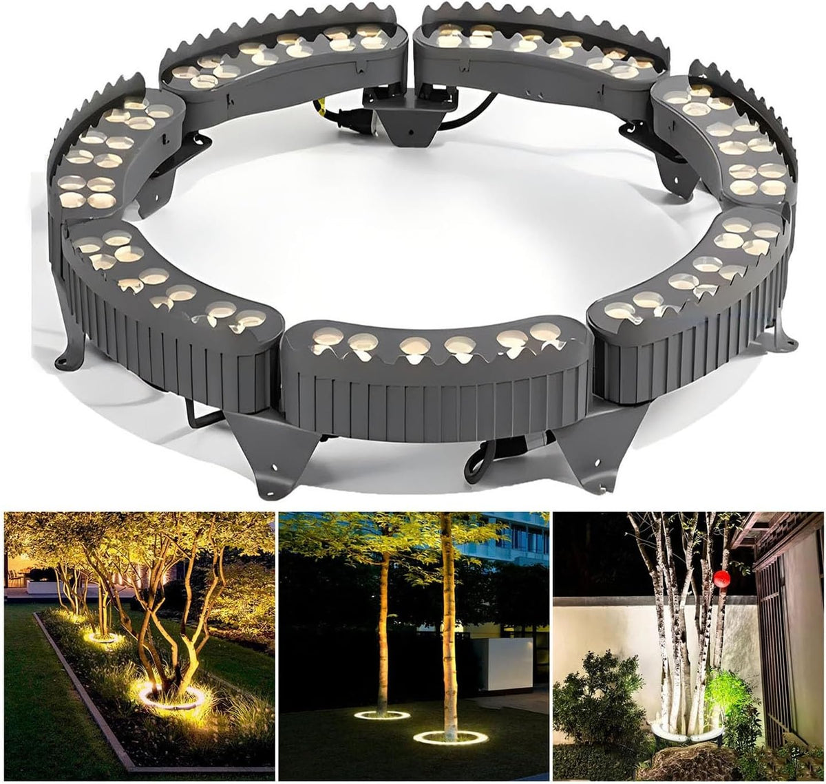 Outdoor Garden Lights, LED Low Voltage Landscape Tree Ring Lights, Palm Tree Lights, IP65 Weatherproof(White Light,Pack of 7)