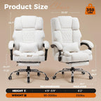 GTPLAYER Big and Tall Office Chair with Pocket Spring Cushion & Ergonomic Lumbar Support for Lower Back Pain Relief, High Back Computer Gaming Chair with Foot Rest, Comfy Teddy Fleece, White