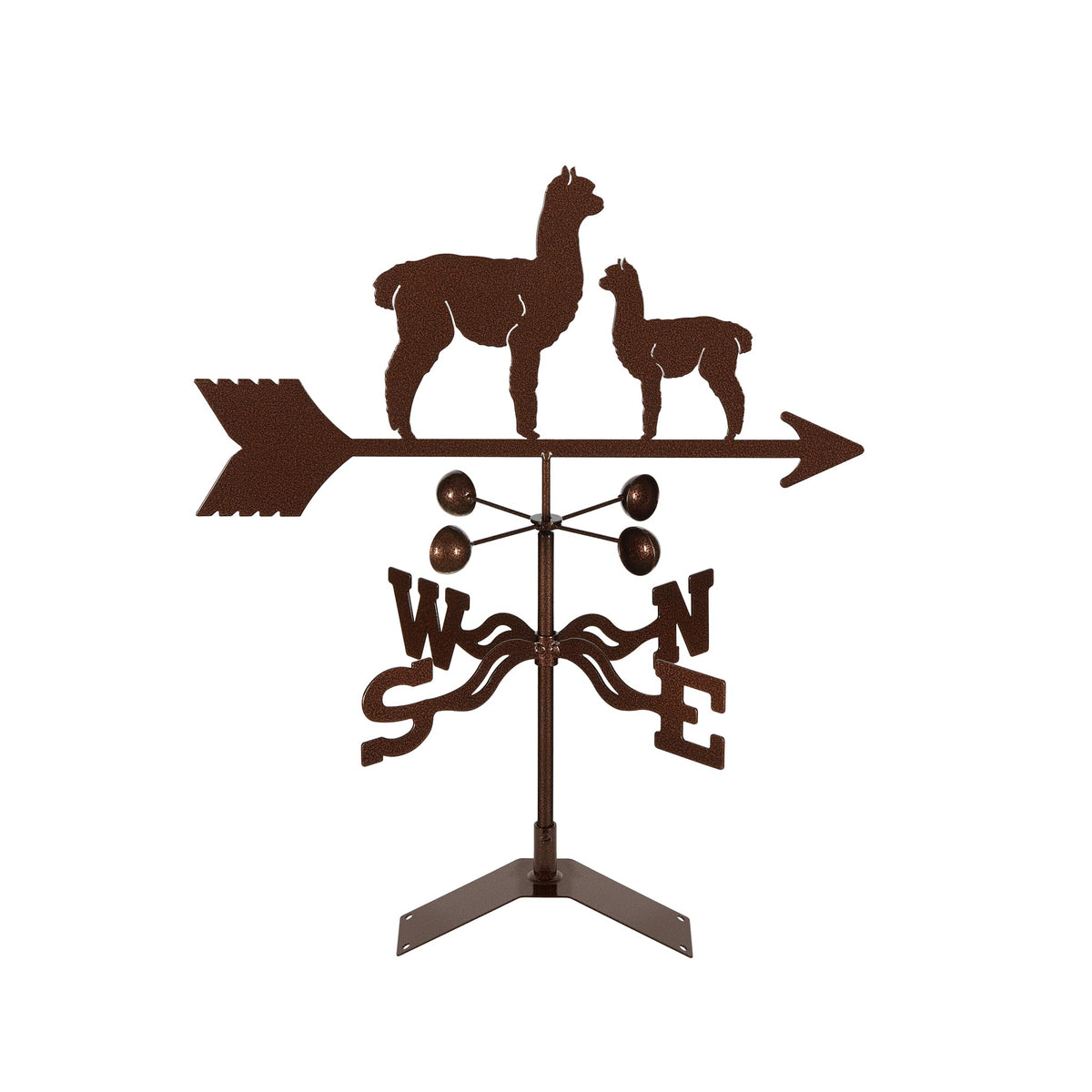 EZ Vane Steel Alpaca & Baby Weathervane with Wind Cups — Post Mount