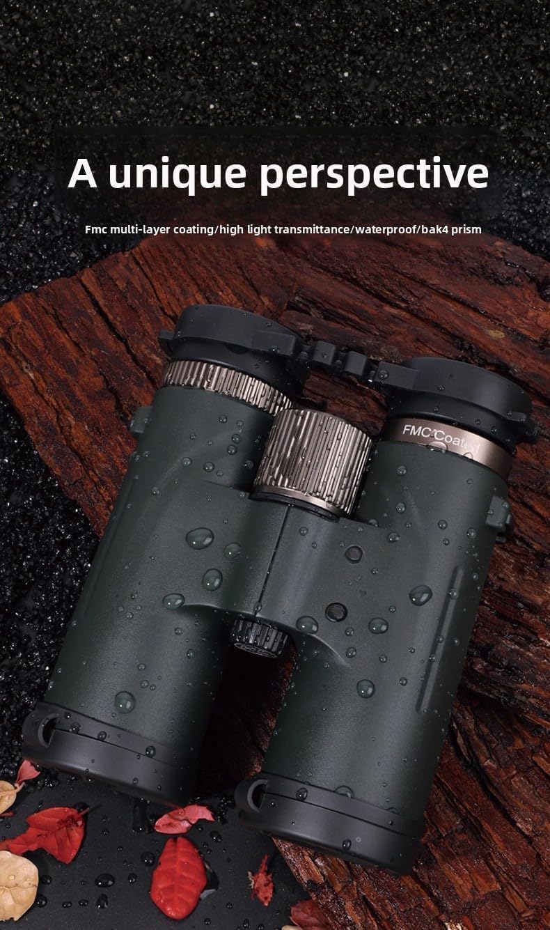 c9 Binoculars 12x42， High-Power High-Definition Low-Light Night Vision Travel Photography Metal Focusing Binoculars (.Green.)