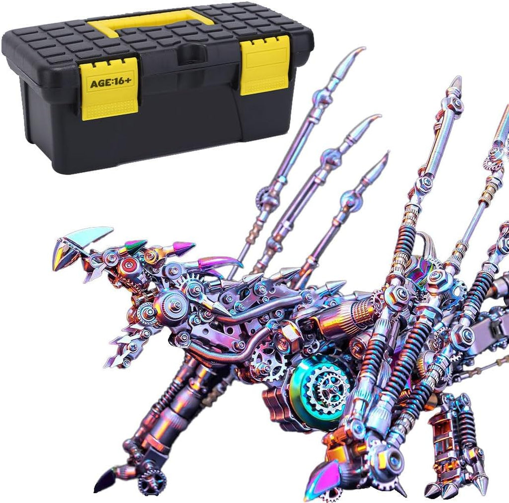 3D Metal Puzzle Dragon Model Kit, 1390PCS DIY Assemble Steampunk Mechanical Intelligential Dragon with Glowing Spine, Creative Handcrafted Metal Art Craft Desktop Display & Decoration for Adults