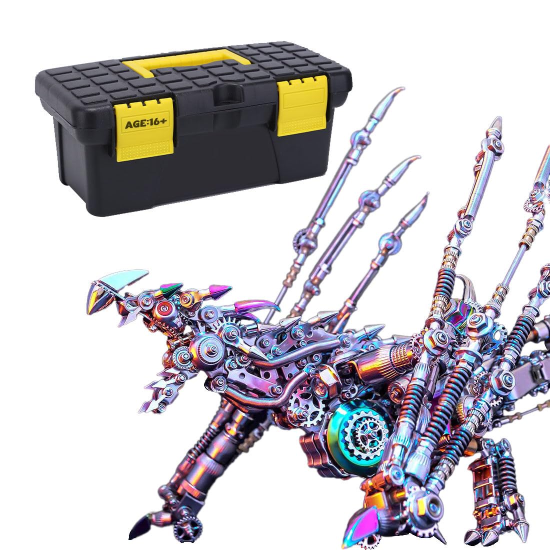 3D Metal Puzzle Half-Body Serpent Model Kit, 400PCS DIY Assemble Steampunk Bio-Mechanical Half-Body Serpent with LED Lights, Creative Handcrafted Art Craft Desktop Display & Decoration for Adults